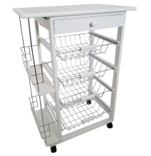 Carro Verdulero de Cocina con Botellero Lateral Blanco Oporto 57x37x82