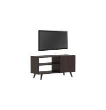 Mueble de TV con 3 Estantes y 1 Puerta de Melamina Nogal-Wenge 90x32x46 cm - Compacto y Elegante para Salón.